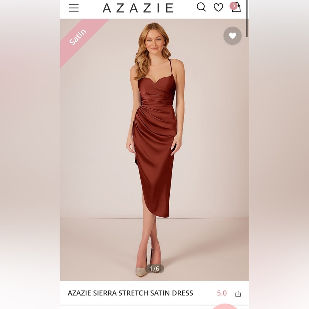 Azazie Sierra style, size 4, color Terracotta. Brand new with tags, never worn
